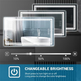 LED Bathroom Mirror 40" x 24" Front and Backlight, 5 Mins Defog, 5MM Full HD Reflected Wall Mounted T3177P296174