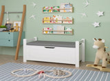 Kids Toy Box Chest, White Toy Box for Boys Girls, Large Storage Cabinet with Cushion Seat 23676979