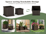 Set of 2 Stackable PP Planters with Efficient Drainage Holes, Weather-Resistant Flower Pots for 62103503