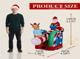 4.7 FT Lighted Christmas Inflatable Decoration, Large Motorized Seesaw with Santa and Reindeer, 76233544