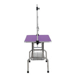 ZUN 42" Folding Dog Pet Grooming Table Stainless Steel Frame Rubber Mat on Board with Adjustable Arm and 01297453