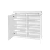 ZUN Large Spaces Shoe Cabinet High Glossy White Color with Led Light have moveable Shelves W2139P143415