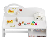 Kids Vanity Table with Mirror and Chair, Wooden Children's Dressing Makeup Desk with Storage 08531449