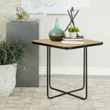 ZUN Travertine and Black Accent Table B062P153888