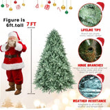 Artificial 7ft Blue green Tint Christmas Tree with 2518 PE/PVC Mixed Branch Tips, memory wireiron 70487315
