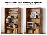 5-Shelf Bookcase, Floor Standing Storage Shelves, Rustic Brown 86877945