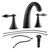 2 Handle Widespread Bathroom Faucet 3 Hole, with Pop Up Drain and 2 Water Supply Lines, Matte Black W124379942