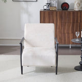 26.38" Modern Beige Lounge Chair with Polyester Upholstery and Sturdy Metal Frame, Ideal for Living N767P236501B
