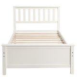Twin Size Wood Platform Bed with Headboard,Footboard and Wood Slat Support, White WF191769AAK