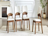 2 walnut colored solid wood dining chairs, with white PU soft packaging on the backrest and seat W1151P455536
