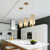 ZUN Modern Crystal Pendant Light - 3 Pack, Adjustable Hanging Ceiling Lamp with Crystal Prism Design for W1340P208480