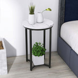 Modern Side Table with Faux Marble MDF Top For Any Small Space 91070094