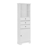 White Tall Storage Cabinet with 3 Drawers and Adjustable Shelves for Bathroom, Kitchen and Living 93869259