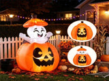 5ft Animated Halloween Inflatable Pumpkin with Rising Ghost, 2 Built-in LED Lights, Self-Inflating 54238430