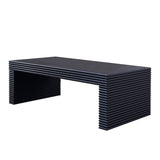 47.6" Modern Black Ribbed Coffee Table Rectangular Low Profile Center Table for Living Room W2729P309446
