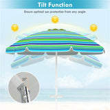 7.2 Feet Outdoor Beach Umbrella with Tilt Mechanism 16250185