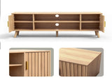 59.05 Inch Low Profile TV Stand - Light Brown Laminate Particle Board Media Console with Double 81964565