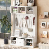 U-Can 57'' Hall Tree with 6 Hooks, Coat Hanger, Entryway Bench, 3-in-1 Design, A Spacious Drawer for N724P264673K