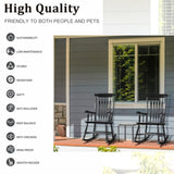 Patio Rocking Solid Wood, Outdoor Porch Rocker with Wooden Frame, Indoor Wooden Rocking 41500098