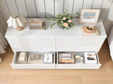 Modern White 6 Drawer Dresser, Wave Panel Drawer Fronts, Storage Cabinet, Versatile Chest of Drawers W409P371358