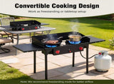 Double Burner Outdoor Propane Camp Stove, 75,000 BTU per Burner, 20 PSI Regulator, CSA Certified, 38000853