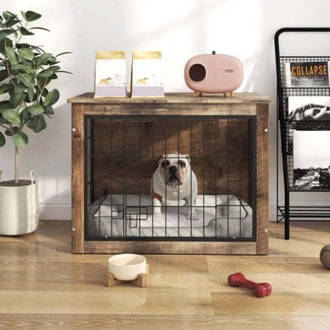 ZUN Dog Crate Furniture , Wooden Dog Crate with Double Doors, Dog Furniture, Indoor Dog Kennel, 89114511