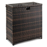 Outdoor Large Wicker Trash Bins, 72 Gallon Hideaway Rattan Trash Cans with Dual Lids for Porch 77993907