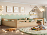 Full Size Floor Platform Bed with Full-length Guardrails, Low Profile Full Bed Frame, No Box Spring W1580P438793