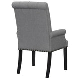 Grey Tufted Arm Chairs with Nailhead Trim B062P145443