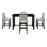 ZUN 5-Piece Counter Height Dining Set, Classic Elegant Table and 4 Chairs in Espresso and Beige 06419071