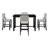 ZUN 5-Piece Counter Height Dining Set, Classic Elegant Table and 4 Chairs in Espresso and Beige 06419071