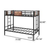 Twin Over Twin Size Metal Bunk Bed Black W84083686