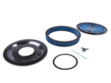 14" x 3" High Flow Round Air Cleaner Kit Washable Recessed Base Blue Filter Black Trim 42417449