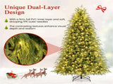 7ft Pre-Lit Christmas Tree - 400 Warm White LEDs, 1217 Branch Tips, Dual-Layer TPE/PVC Design, Green 75493725