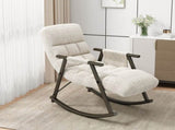 Casual folding rocking chair upholstered, lounge rocking chair adjustable high back and foot 80997707