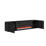 67 in. Black Media TV Stand in High Gloss Paint MDF T3609P347458