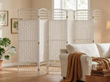 6-Panel Folding Privacy Screen with Hand-Woven Design, Freestanding Room Divider 94.5"x66.9" White 15400921