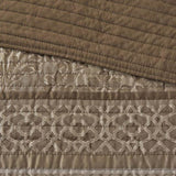 6 Piece Jacquard Quilt Set with Throw Pillows Brown/Gold Full/Queen B03597482