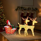 Lighted Reindeer Pulling Sleigh Christmas Decorations, Pre-lit Holiday Decor with270Warm White 72364050