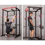 ZUN Power Cage Squat Rack Stands Gym Equipment 1000-Pound Capacity Exercise pull-up down 44896527