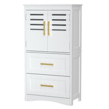 Bathroom Floor Storage,Freestanding Bathroom with 2 Drawers and 2 Doors,Storage T3210P293445