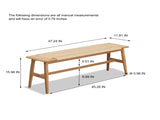 (1.2M) Woven Design Natural Oak Wood Dining Bench Bed Bench for Dining Room, Bedroom, Bathroom W1283P297662