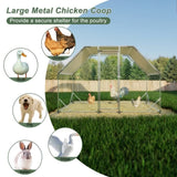 ZUN Metal Large Chicken Coop Walk-in Poultry Cage Run Flat Shaped with Waterproof 9.94'L x 6.46'W x W121272265