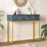 ZUN TREXM Modern Sleek Console Table Two Drawers with Stripe Design for Living Room and Entryway N715P201976E