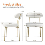 ZUN Boucle Upholstered Dining Chairs with Curved Backrest & Gold Metal Legs Set of 2, Beige W2740P214250