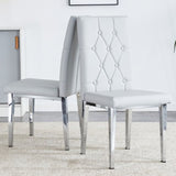 ZUN 2 piece dining chairs.Light gray provides a modern feel, while the checkered buckle design has a W1151132028