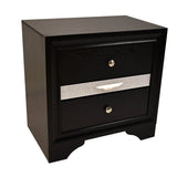Traditional Style 2 Drawer Nightstand made with Wood in Black Color 808857578259