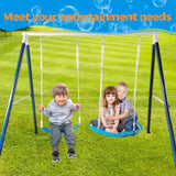 ZUN Kids Metal Swing Set for Backyard Outdoor Playground Two Functional Swing Set For Kids Outdoor W1262P168481