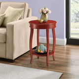 Red Round Side Table with Bottom Shelf B062P181366