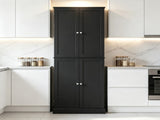 65" Kitchen Pantry Cabinet, 4-Door with 16 Shelves, Black 79960555